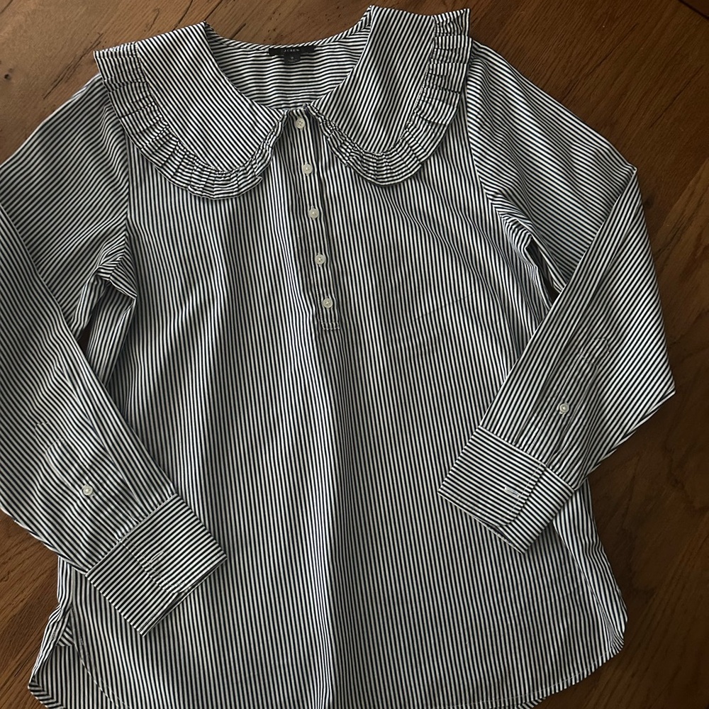 J. Crew Black and White Striped Blouse